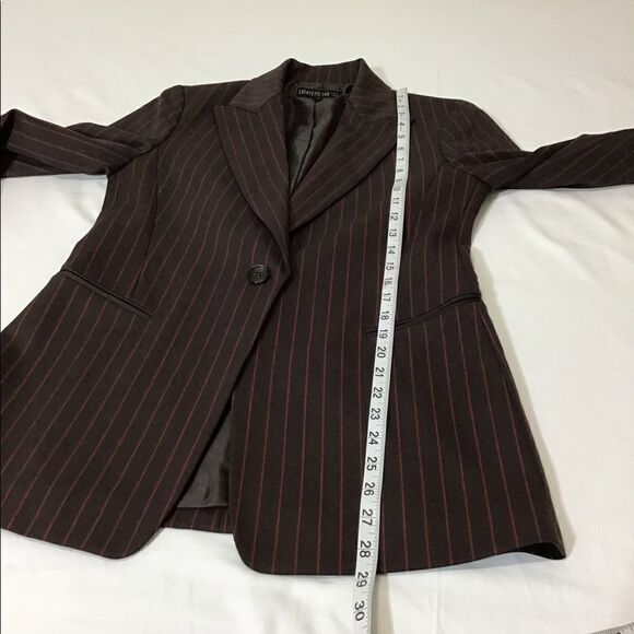 Lafayette 148 Wool Blazer Brown Red Pinstripes Single Button Blazer Size 4 - Picture 5 of 10